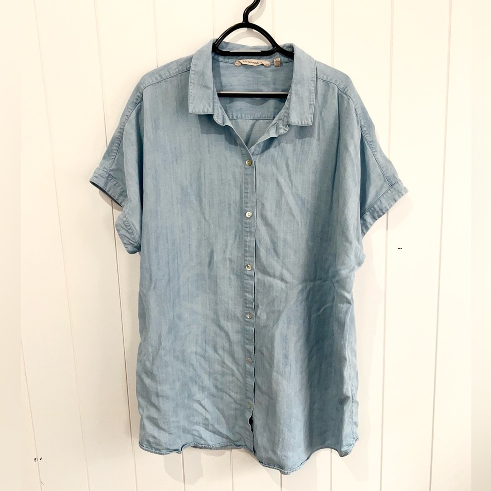 Soft Surroundings top denim chambray button up size XL blue